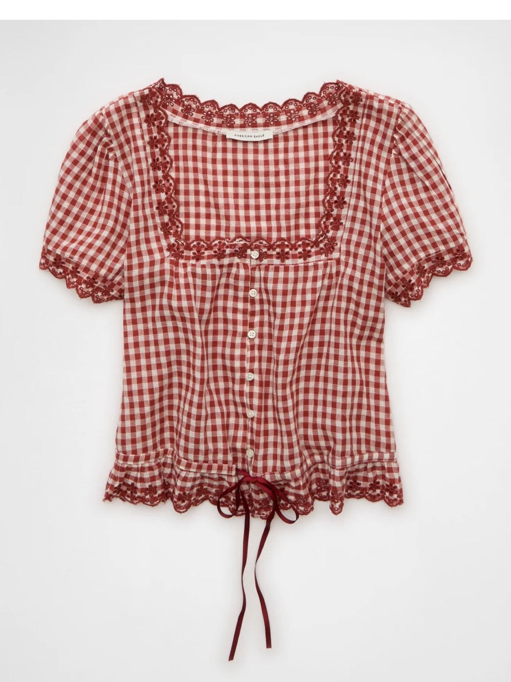 AE Short-Sleeve Button-Up Blouse - Picture 2 of 4